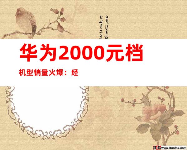 华为2000元档机型销量火爆：经济实惠受追捧